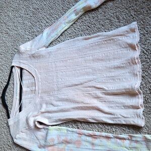 We The Free Ribbed Long Sleeve Top - Cream and Multicolor